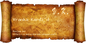 Vranka Karád névjegykártya
